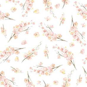 Serena Floral Branches - 8" repeat on fabric