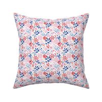Darcy - Retro Floral - Pink Red & Blue Small Scale