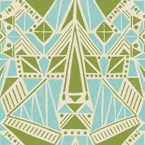 Medium - Geometric Windmill - Teal Light Green