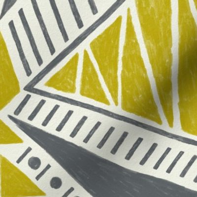 Large - Geometric Windmill - Grey Yellow