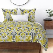 Large - Geometric Windmill - Grey Yellow