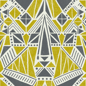 Large - Geometric Windmill - Grey Yellow