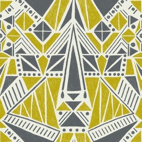 Medium - Geometric Windmill - Grey Yellow