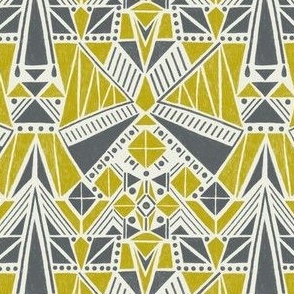 Small - Geometric Windmill - Grey Yellow