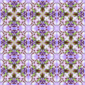 LILAC FLORAL DAMASK 3 PURPLE RED GREEN