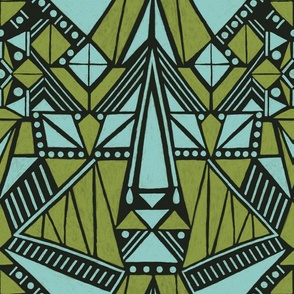 Large - Geometric Windmill - Teal Dark Green