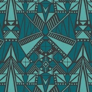 Small - Geometric Windmill - Dark Teal