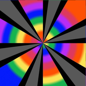 Large - Rainbow  Revelry Pinwheels on Black and Grey