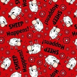 Medium Scale Sheep Happens Funny Sarcastic Animals on Red