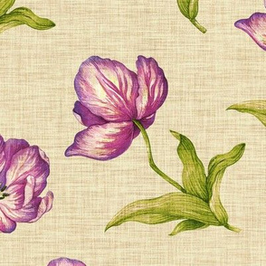 Linen Tulips - Natural Purple