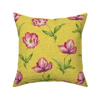 Linen Tulips - Goldenrod Pink