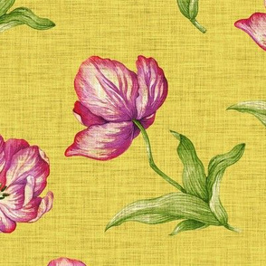 Linen Tulips - Goldenrod Pink