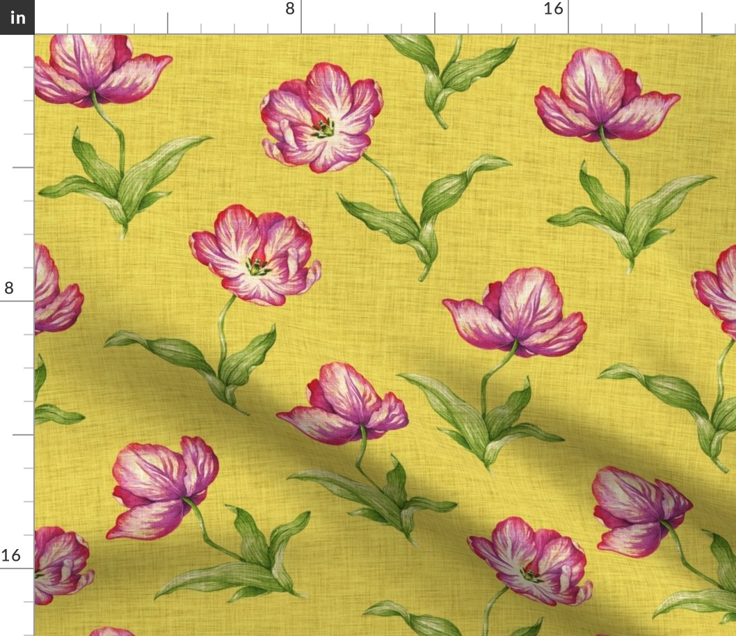Linen Tulips - Goldenrod Pink