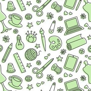 Creativity Doodles Green on White