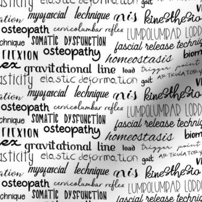 osteopathy terms black on white