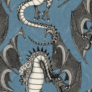 dragon damask blue