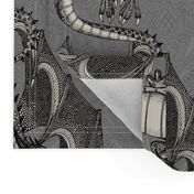 dragon damask gray large