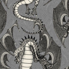 dragon damask gray