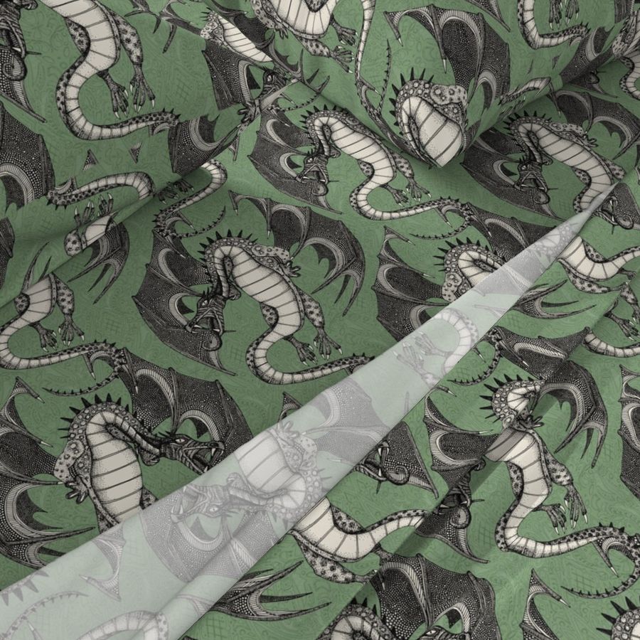 dragon damask green