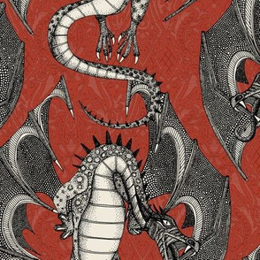 dragon damask red