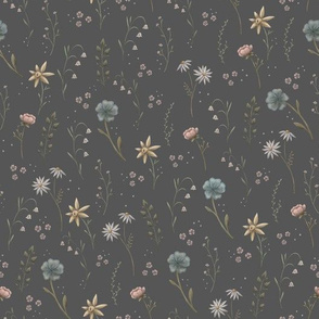 Pastel Watercolor Flowers // Grey