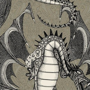 dragon damask taupe large