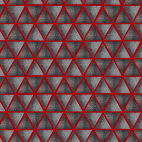 Abstract seamless pattern with ultimate grey and shining grey watercolor triangles on red background. Best for the print, fabric, poster, wallpaper, cover and packaging, wrapping paper.