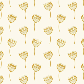 Lino Cut Gold Flowers Wallpaper Fabric Pattern yellow white 