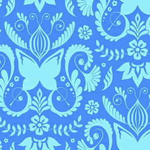 Butterfly Damask - Periwnkle