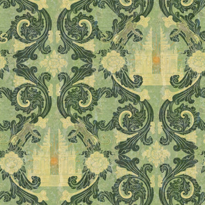 Reimagined Damask-The Monkey Forest-Viridian