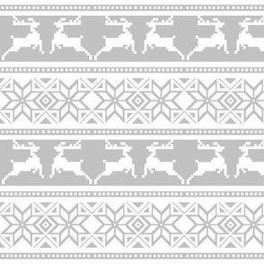 Nordic Christmas Reindeer In White On Gray