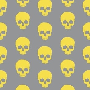 Skull No Jaw in Yellow on Grey - Medium