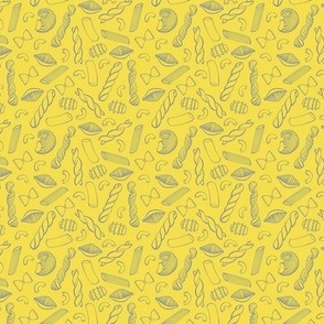 Pasta Shapes - Grey on Yellow, Small