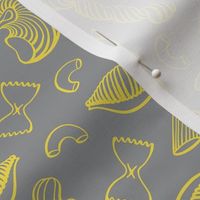 Pasta Shapes - Yellow on Grey, Large