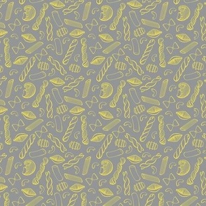 Pasta Shapes - Yellow on Grey, Small