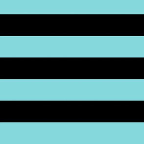 Large Aqua Sky Awning Stripe Pattern Horizontal in Black