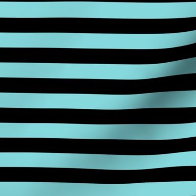 Aqua Sky Awning Stripe Pattern Horizontal in Black