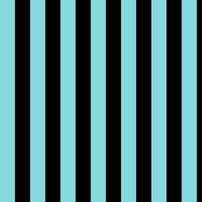 Aqua Sky Awning Stripe Pattern Vertical in Black
