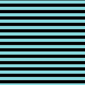 Aqua Sky Bengal Stripe Pattern Horizontal in Black