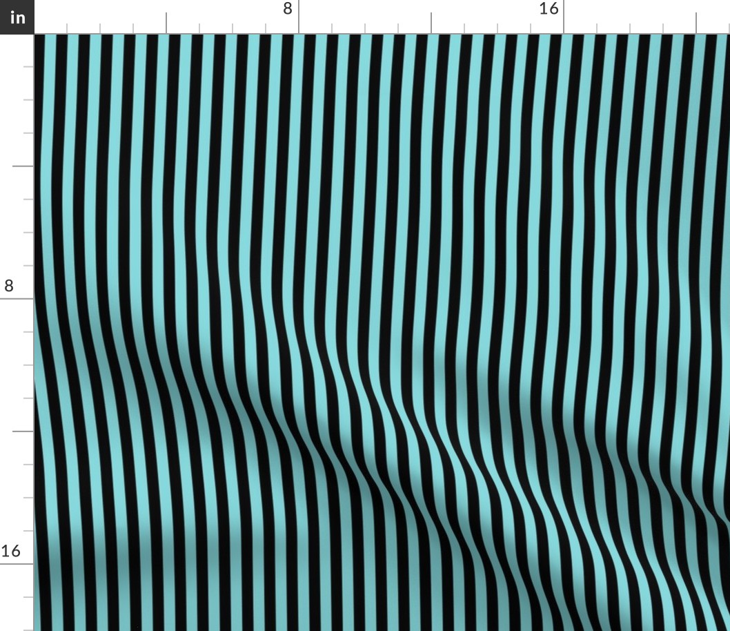 Aqua Sky Bengal Stripe Pattern Vertical in Black