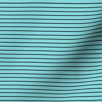 Small Aqua Sky Pin Stripe Pattern Horizontal in Black