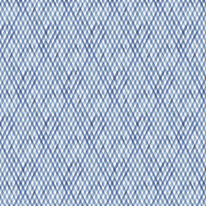 Small scale Watercolor diagonal blue striped gingham plaid seamless texture