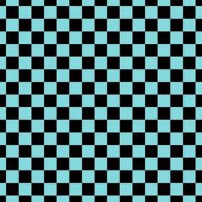 Checker Pattern - Aqua Sky and Black