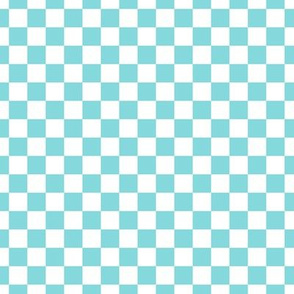 Checker Pattern - Aqua Sky and White