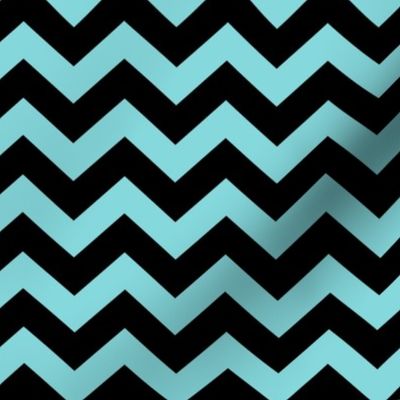 Chevron Pattern - Aqua Sky and Black