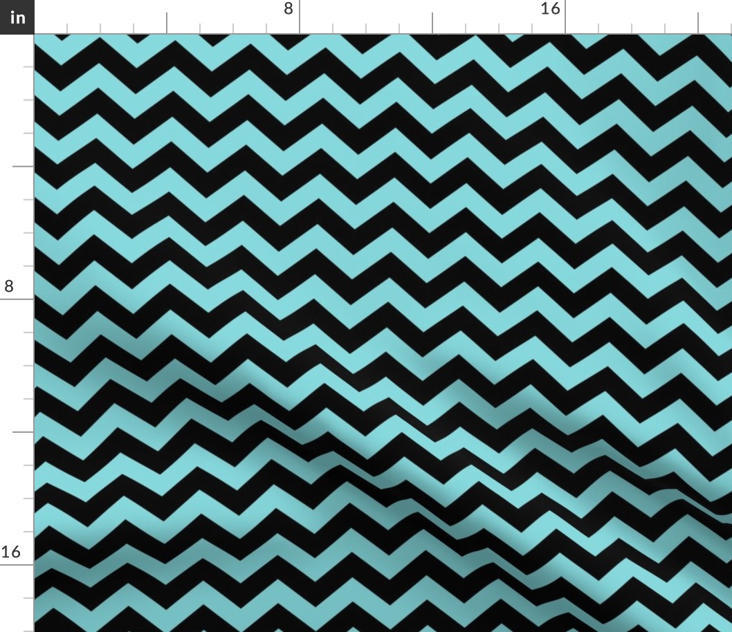 Chevron Pattern - Aqua Sky and Black