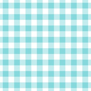 Gingham Pattern - Aqua Sky and White