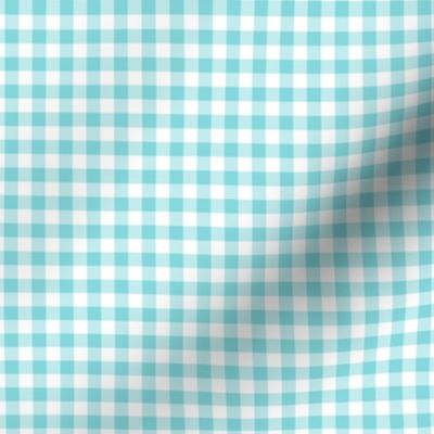Small Gingham Pattern - Aqua Sky and White