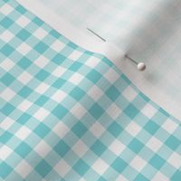 Small Gingham Pattern - Aqua Sky and White