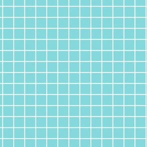Grid Pattern - Aqua Sky and White